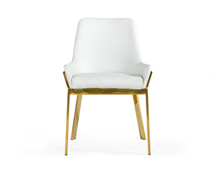Modrest Ganon Modern White and Gold Dining Chair