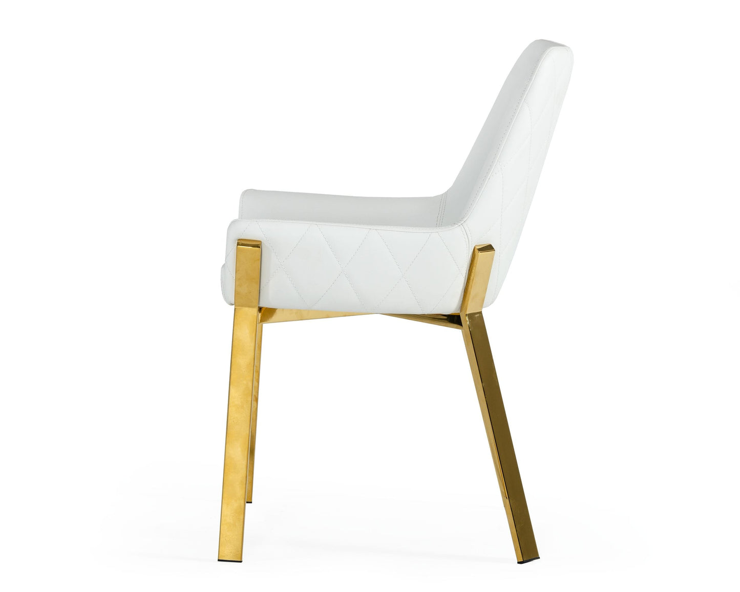 Modrest Ganon Modern White and Gold Dining Chair