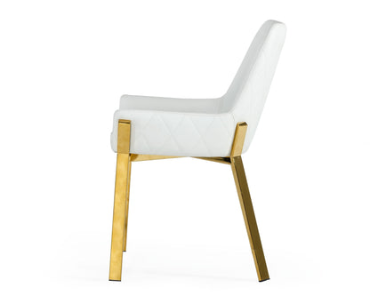 Modrest Ganon Modern White and Gold Dining Chair