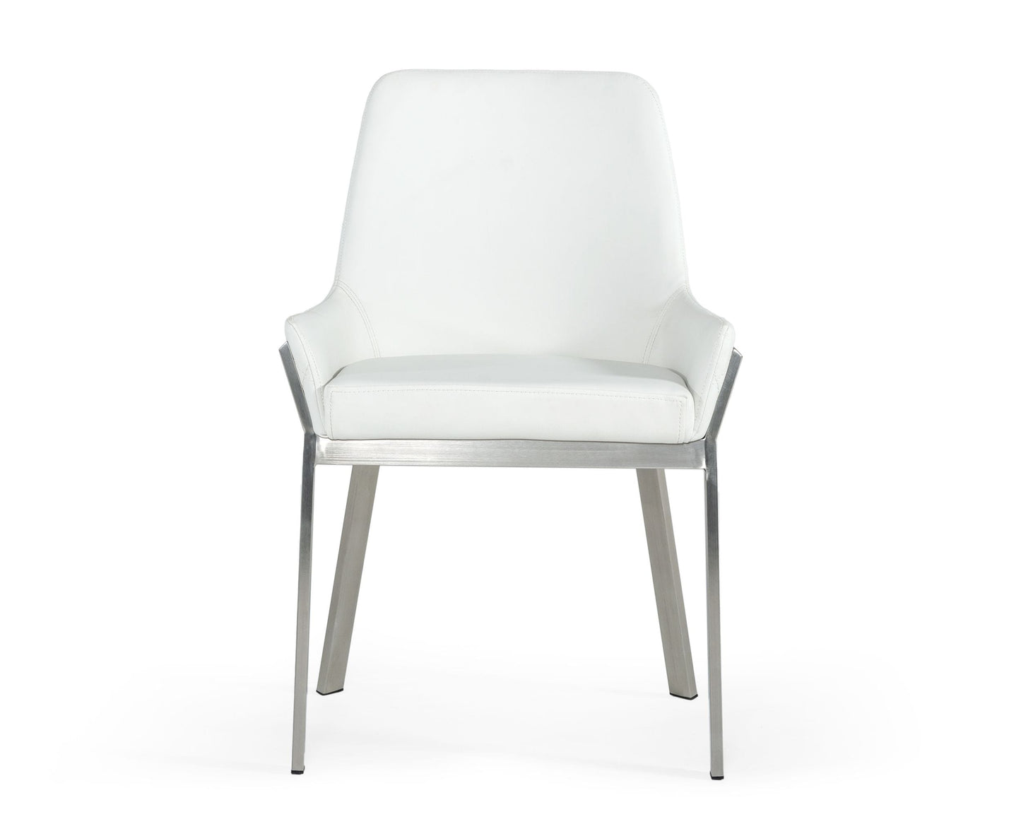 Modrest Ganon Modern White and Brushed Stainless Steel Dining Chair