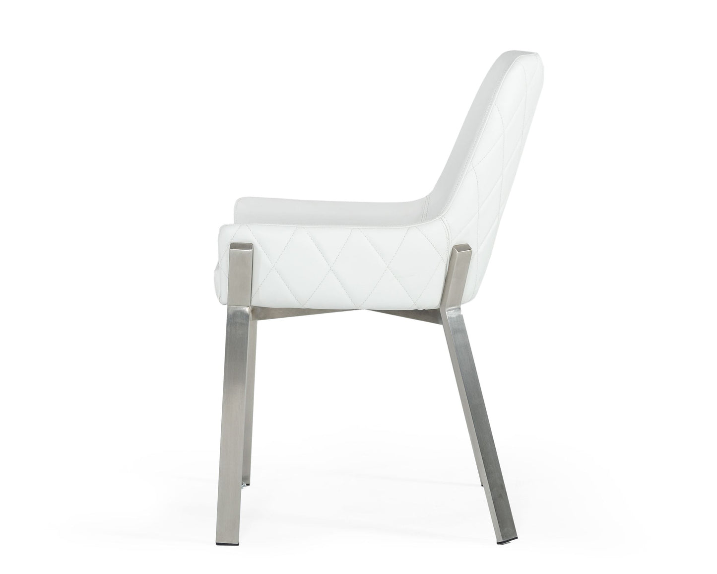 Modrest Ganon Modern White and Brushed Stainless Steel Dining Chair