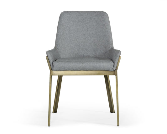 Modrest Ganon Modern Grey and Antique Brass Dining Chair