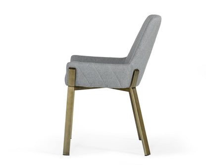 Modrest Ganon Modern Grey and Antique Brass Dining Chair