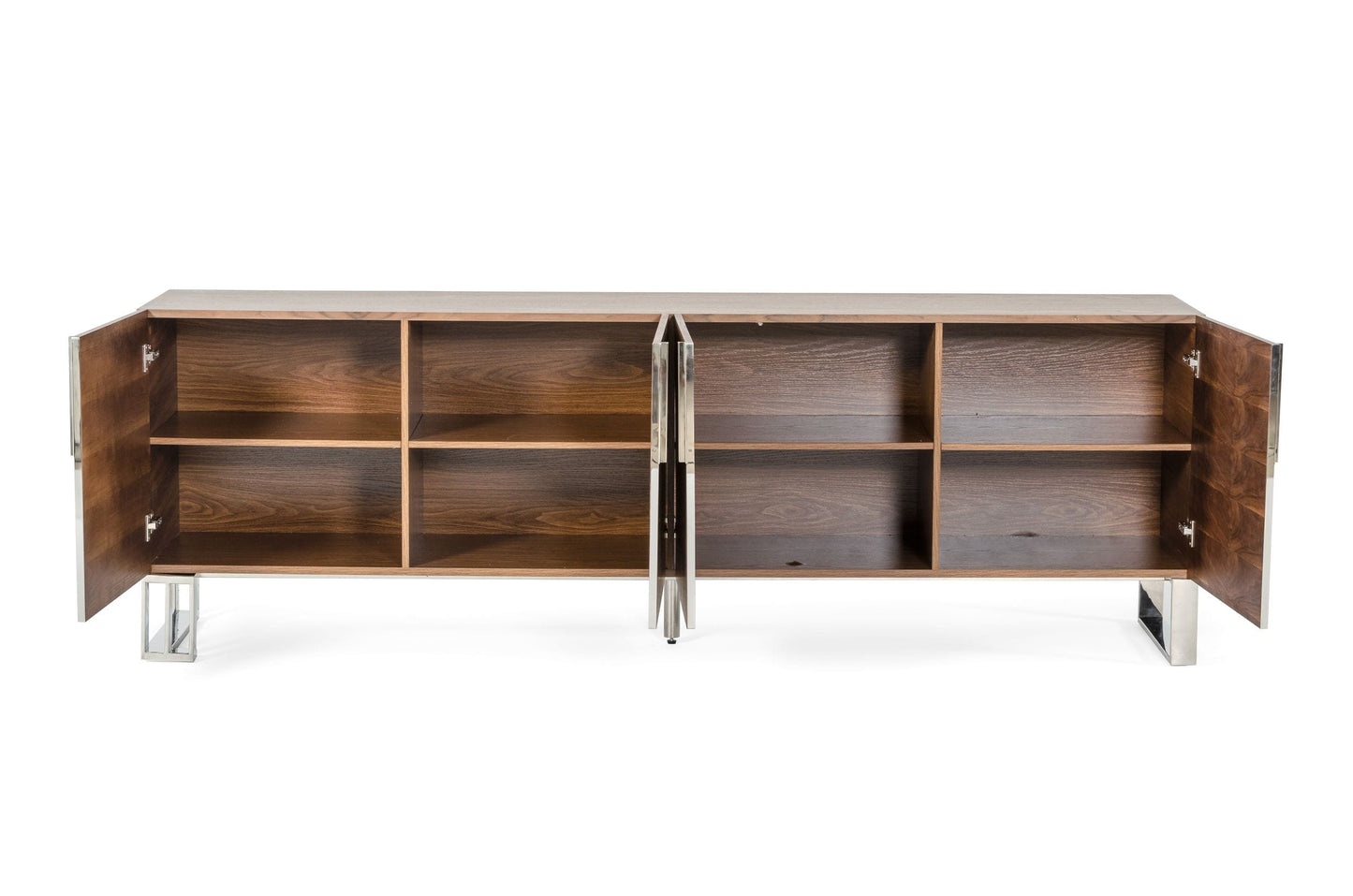 Modrest Gilroy Modern Walnut and Stainless Steel Buffet
