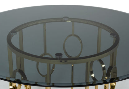 Modrest Filbert Modern Smoked Glass and Champagne Gold Dining Table