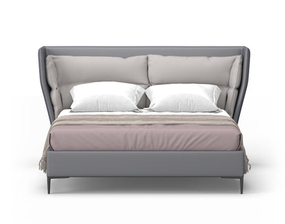 Modrest Jolene East King Dark and Light Grey Leatherette Bed