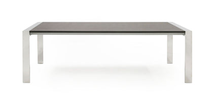 Modrest Fauna Modern Elm Grey and Stainless Steel Chrome Dining Table