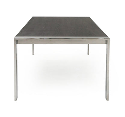 Modrest Fauna Modern Elm Grey and Stainless Steel Chrome Dining Table