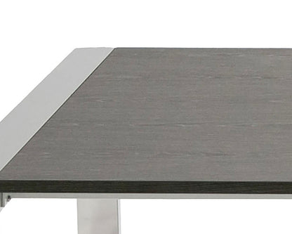 Modrest Fauna Modern Elm Grey and Stainless Steel Chrome Dining Table
