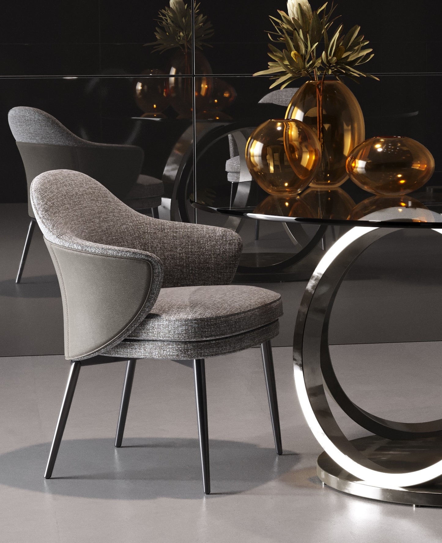 Modrest Cora Modern Grey Fabric and Leatherette Dining Chair