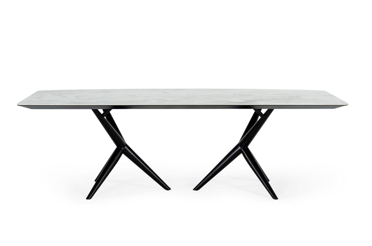 Modrest Stetson Modern White Ceramic and Smoked Ash Dining Table