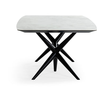 Modrest Stetson Modern White Ceramic and Smoked Ash Dining Table
