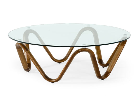 Modrest Lassen Modern Glass and Walnut Coffee Table