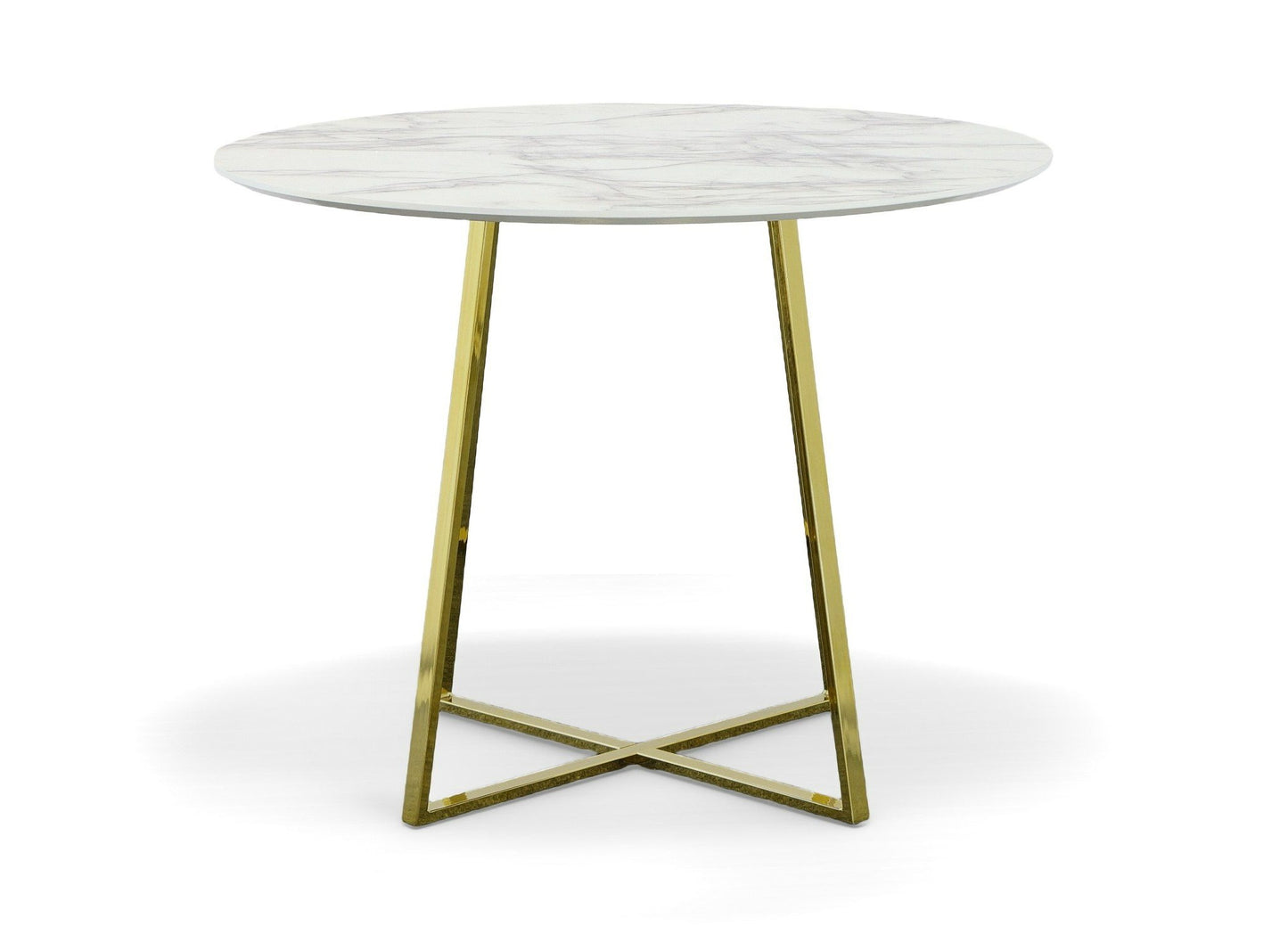 Modrest Swain Modern Faux Marble and Gold Round Dining Table