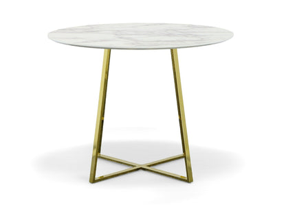 Modrest Swain Modern Faux Marble and Gold Round Dining Table