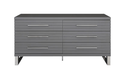 Modrest Splendor Grey High Gloss Slatted Dresser