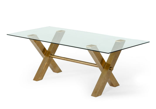Modrest Dandy Modern Golden and Glass Dining Table