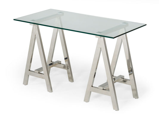 Modrest Ostrow Modern Glass and Stainless Steel Console Table