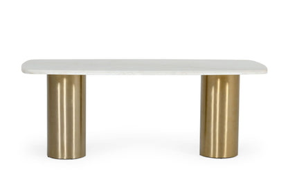 Modrest Rocky Glam White Marble and Brush Gold Dining Table