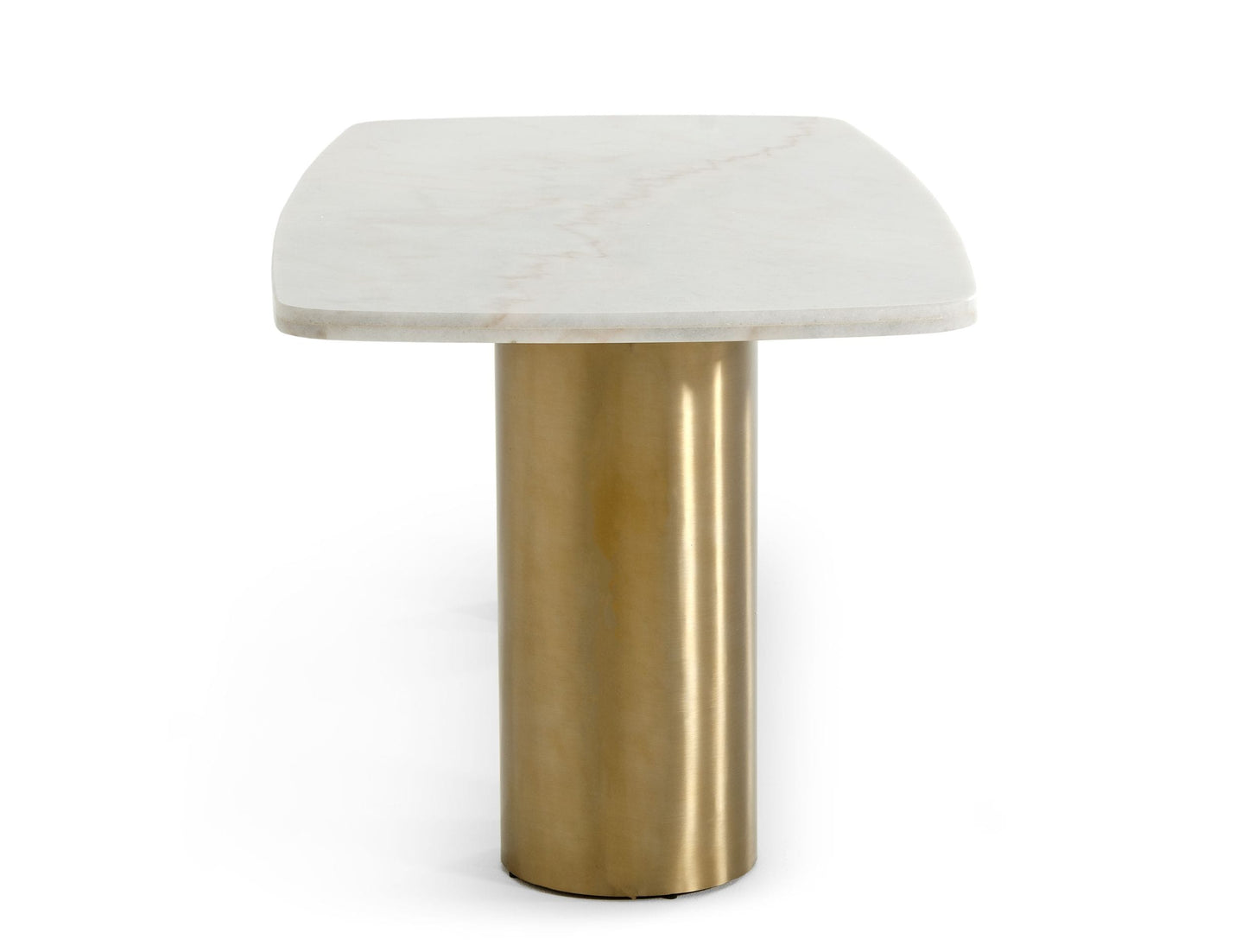 Modrest Rocky Glam White Marble and Brush Gold Dining Table