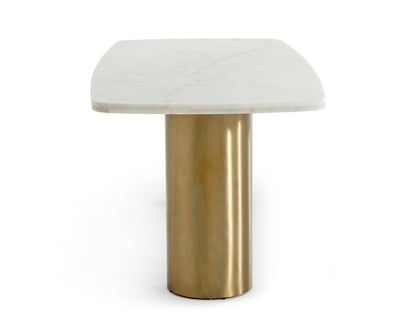 Modrest Rocky Glam White Marble and Brush Gold Dining Table