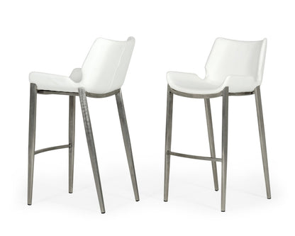 Modrest Dave Modern White Leatherette Bar Stool