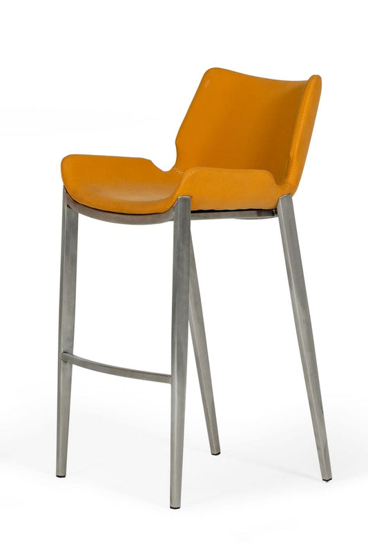 Modrest Dave Modern Orange Leatherette Bar Stool