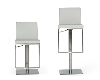 Modrest Folsum Modern Light Grey and Brushed Stainless Steel Bar Stool