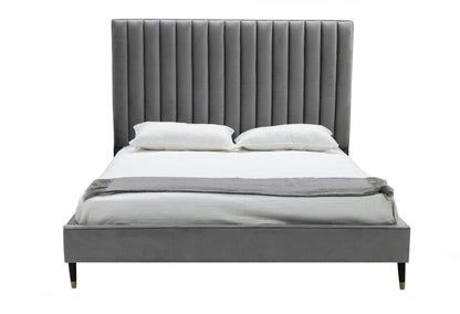 Modrest Hemlock Modern Grey Velvet Bed
