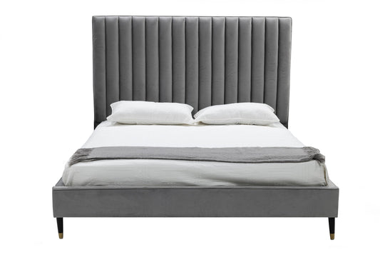 Modrest Hemlock Modern Grey Velvet Bed