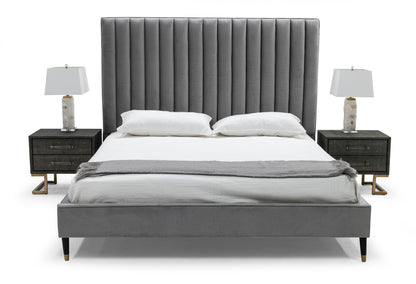 Modrest Hemlock Modern Grey Velvet Bed