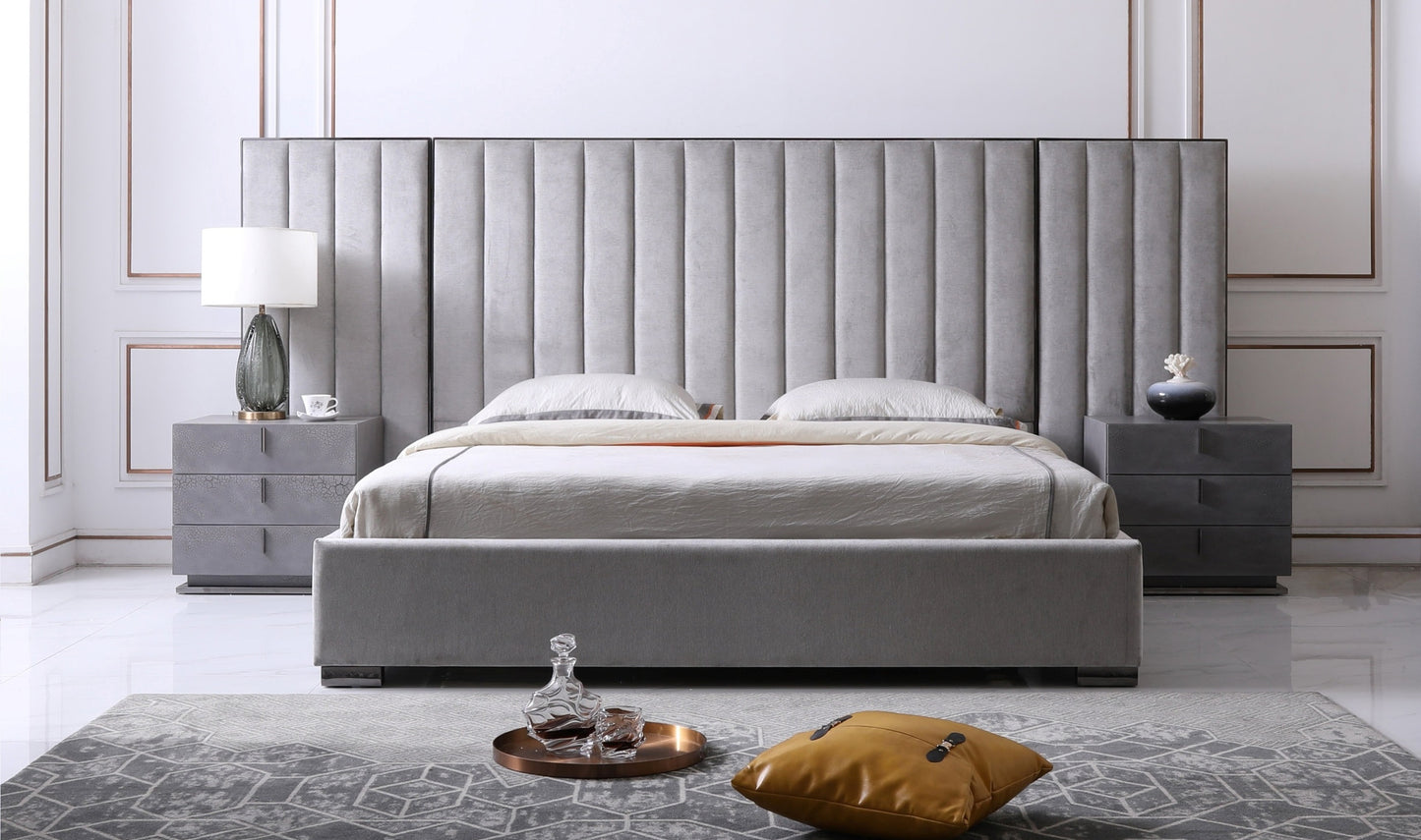 Modrest Buckley Modern Grey and Black Stainless Steel Bed