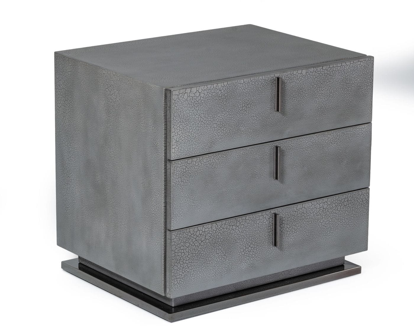 Modrest Buckley Modern Grey and Black Stainless Steel Bed w/ Nightstands
