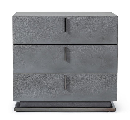 Modrest Buckley Modern Grey and Black Stainless Steel Bed w/ Nightstands