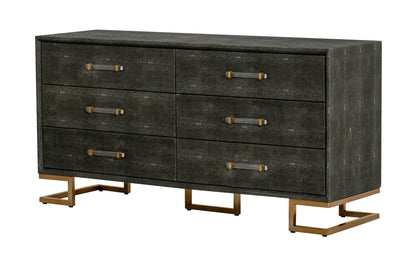 Modrest Howard Modern Shagreen Grey Leatherette and Gold Dresser