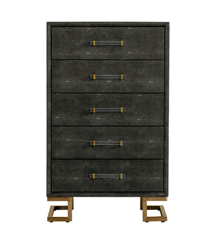 Modrest Howard Modern Shagreen Grey Leatherette and Gold Chest