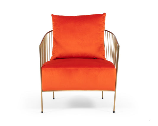 Modrest Loveland Glam Orange Velvet Accent Chair