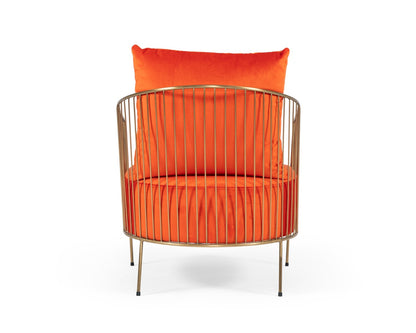 Modrest Loveland Glam Orange Velvet Accent Chair
