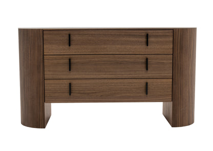 Modrest Chelton Contemporary White Ceramic and Walnut Dresser