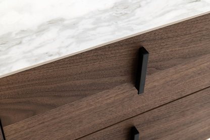 Modrest Chelton Contemporary White Ceramic and Walnut Dresser