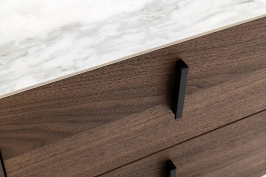 Modrest Chelton Contemporary White Ceramic and Walnut Dresser