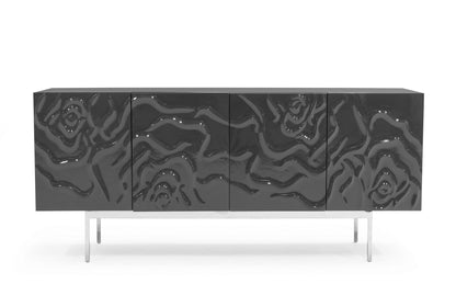 Modrest Gwen Modern Grey High Gloss Buffet