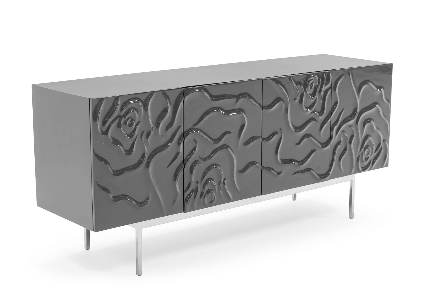 Modrest Gwen Modern Grey High Gloss Buffet