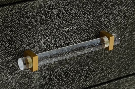 Modrest Howard Modern Shagreen Grey Leatherette and Gold Dresser