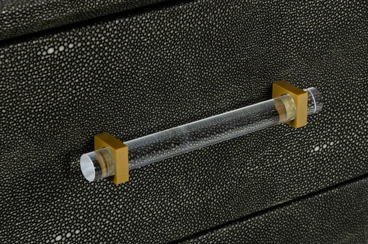 Modrest Howard Modern Shagreen Grey Leatherette and Gold Chest