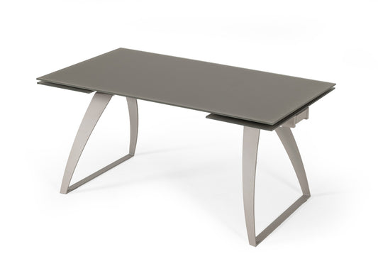 Modrest Pittson Modern Extendable Grey Glass Dining Table