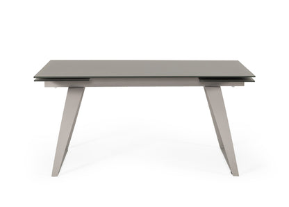 Modrest Pittson Modern Extendable Grey Glass Dining Table