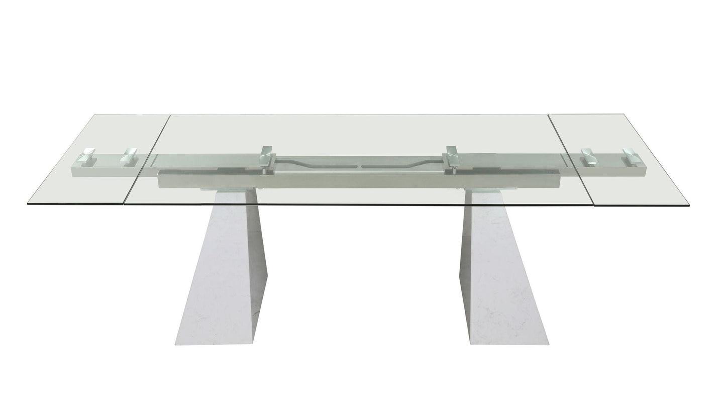 Modrest Latrobe Modern Extendable Quartz Stone and Glass Dining Table
