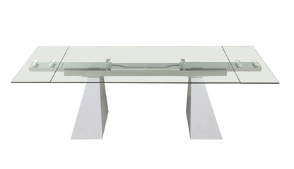 Modrest Latrobe Modern Extendable Quartz Stone and Glass Dining Table