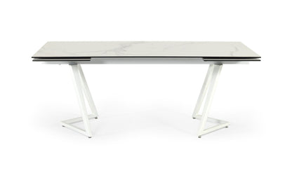 Modrest Farrell Modern White Ceramic Extendable Dining Table